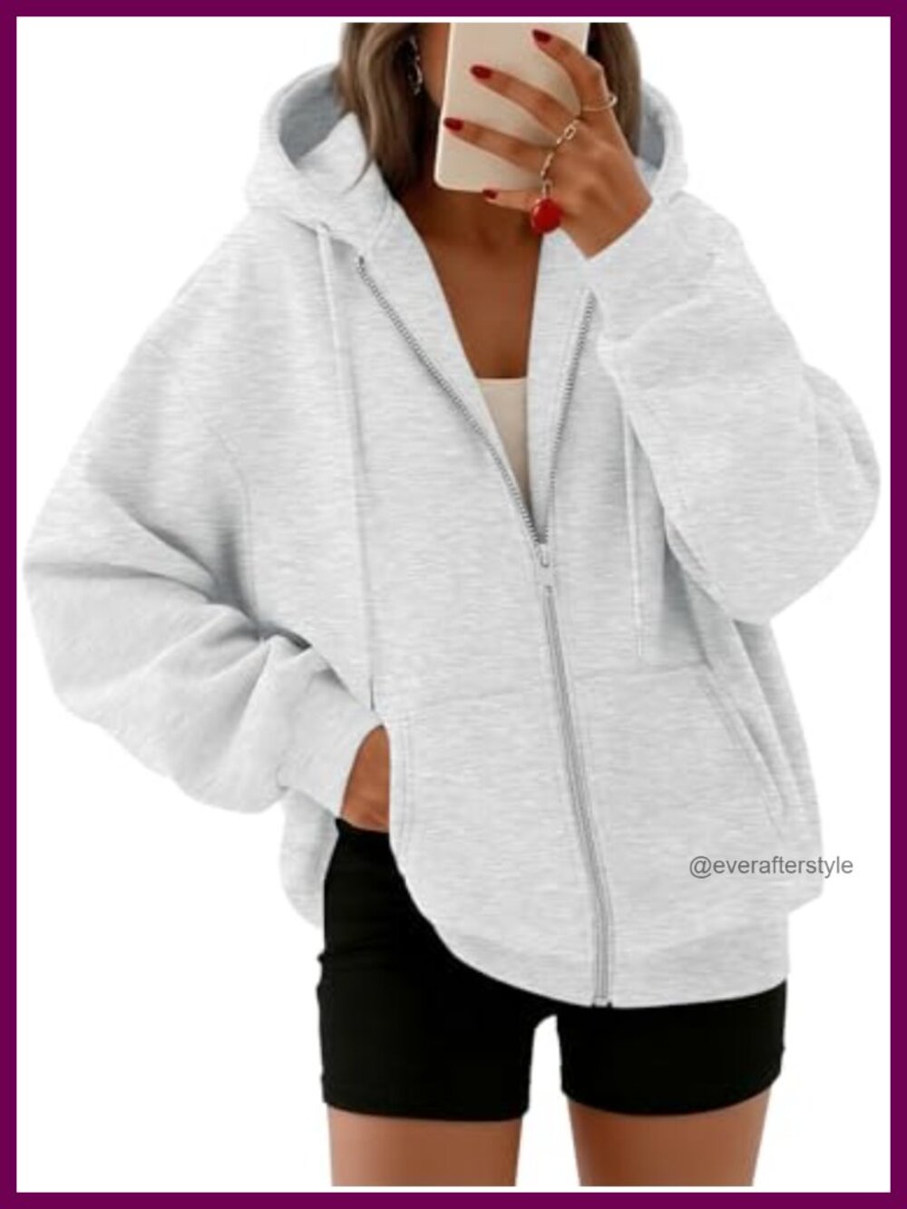 Oversized Zip Up Hoodie Womens Fleece Sweatshirt Fall Layering